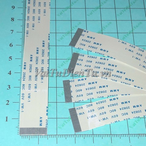 Cáp thuận FFC/FPC 30P 0.5mm dài 250mm; Mã: AWM-30-05-250-A; Số chân, pin (P): 30Pin; Bước chân, khoảng cách giữa tâm 2 chân: 0.5mm; Tổng chiều dài: 250mm; Tổng chiều rộng: 15.5mm; Loại đầu cắm tiếp xúc: A thuận cùng mặt; Độ dày cáp: 0.12mm