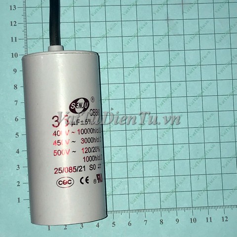 Tụ khởi động tụ CBB60 35UF 450V 35UF SENJU; Mã: CBB60-35UF450V; Kiểu chân: 2 dây; Xuất xứ: Hàng mới